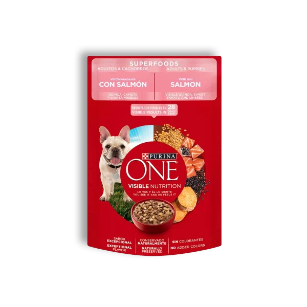 Alimento humedo purina one sobre